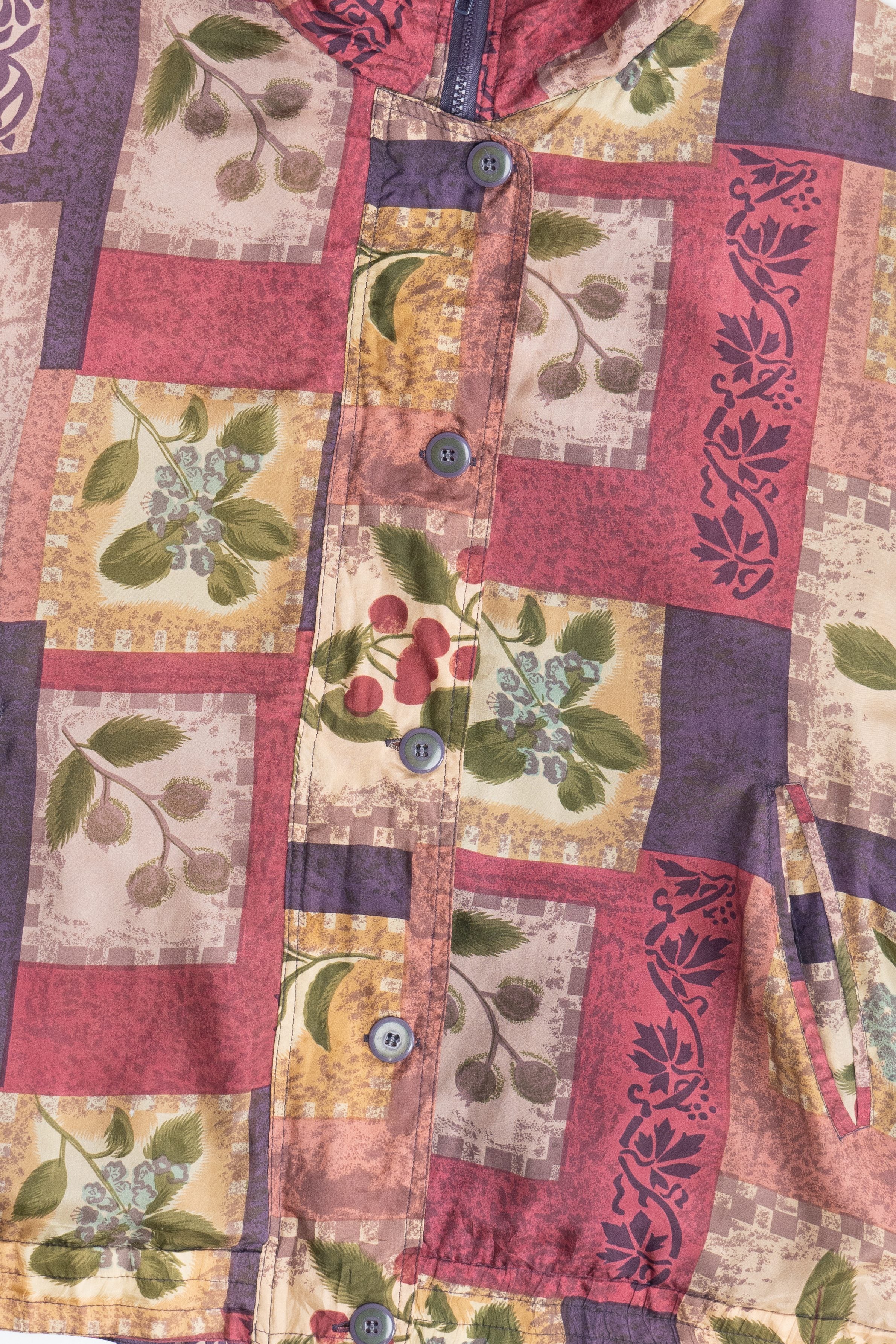 Vintage Stunt Sports Floral Grapevine Pattern Silk Jacket (1990s) - Image 4