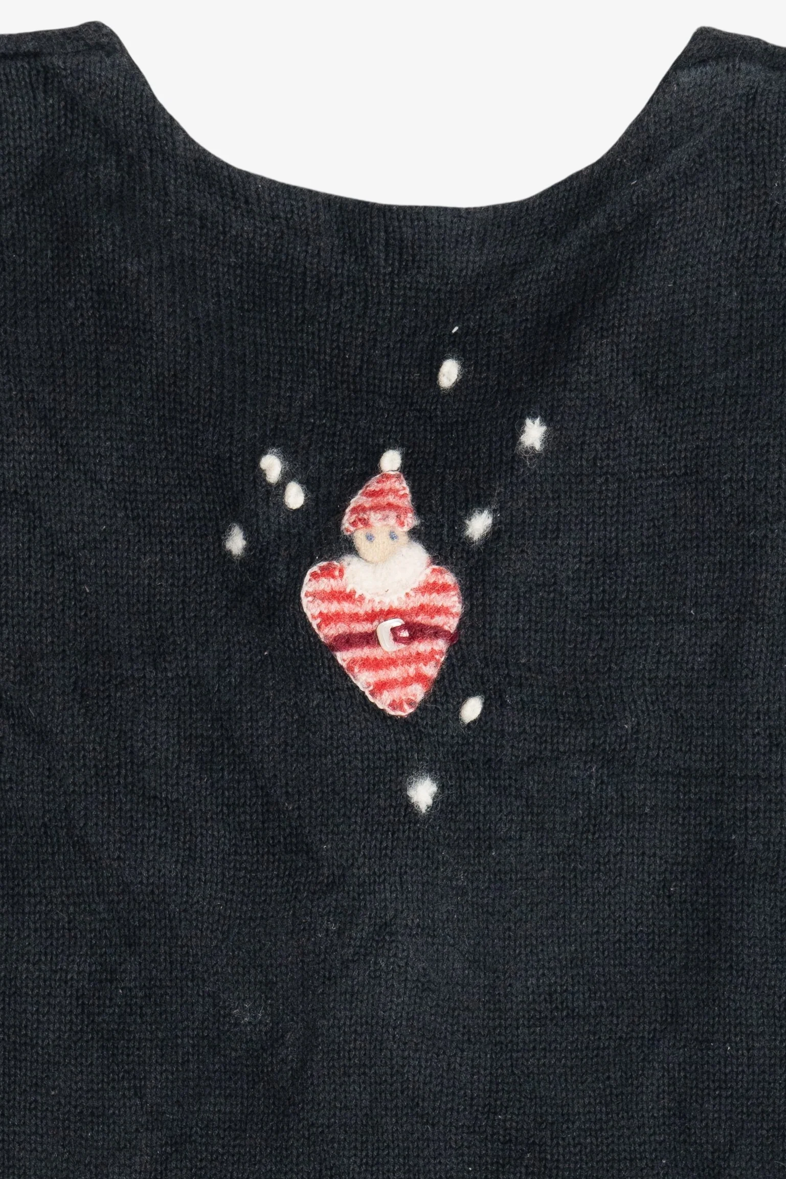 Vintage Susan Bristol Hand Embroidered Felted Santas Ugly Christmas Sweater (2000s) - Image 6