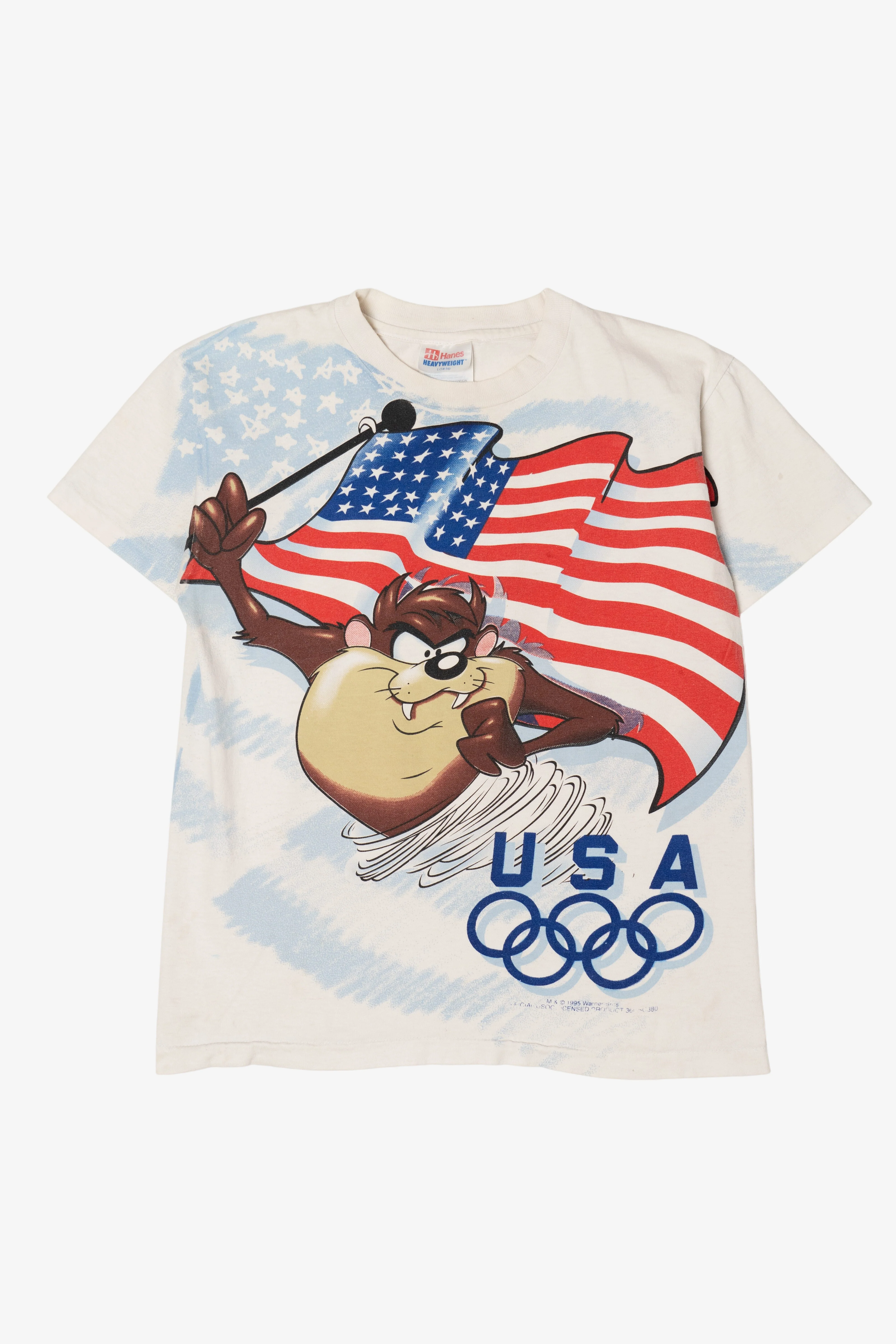 Vintage Taz USA Olympics Looney Tunes American Flag T-Shirt (1990s)