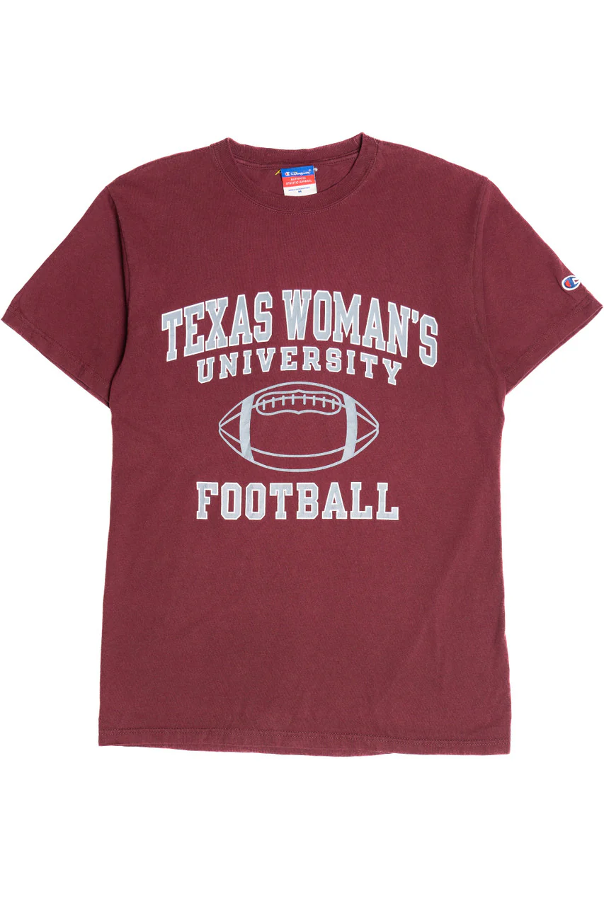 Vintage "Texas Woman's University Football" "Still Undefeated" Champoion T-Shirt - Image 4