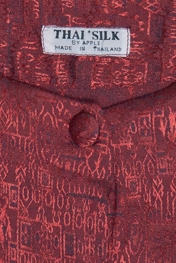 Vintage Thai Silk Short Dolman Sleeve Button Up Top - Image 5