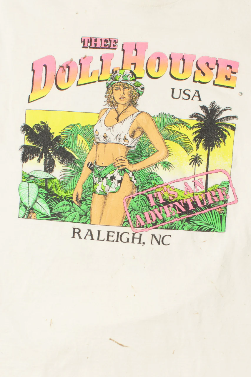 Vintage "Thee Doll House" USA Gentlemen's Club T-Shirt (1990s) - Image 2
