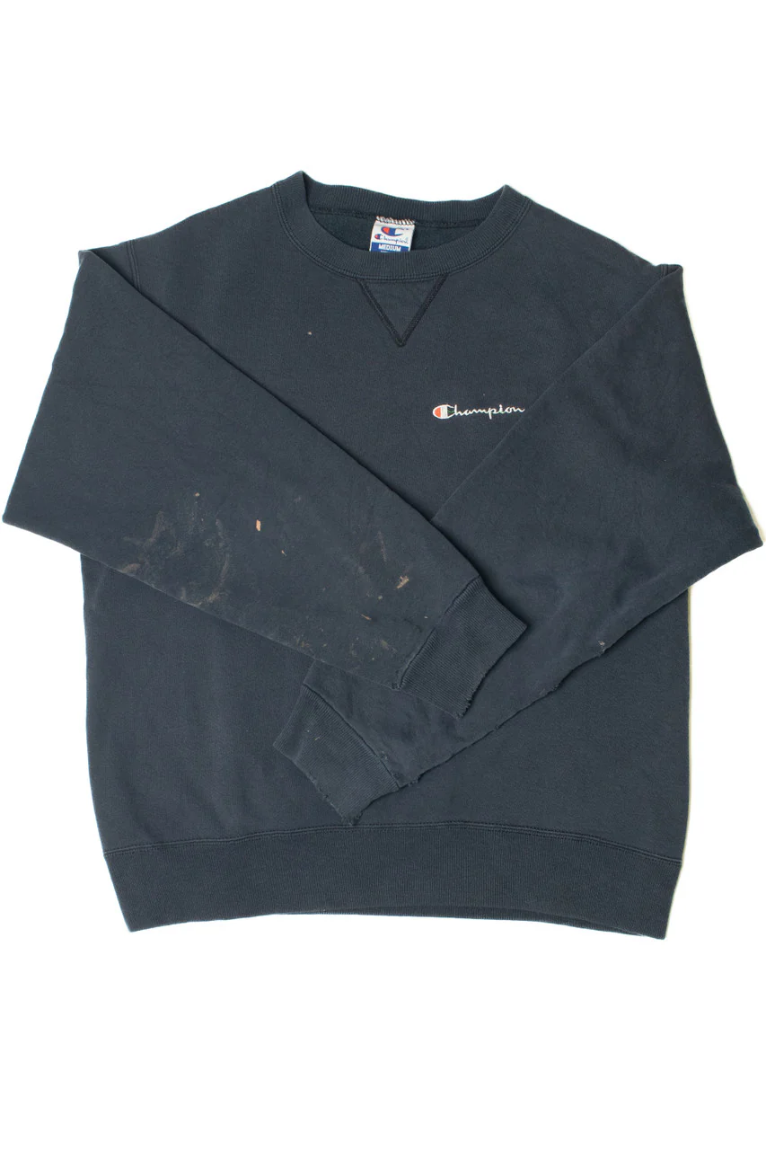 Vintage Thrashed Faded Black Champion Sweatshirt - Image 4