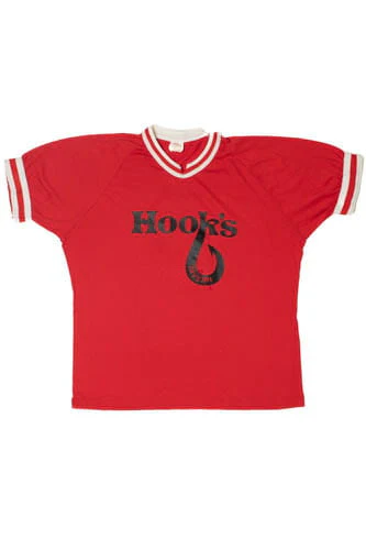 Vintage THRASHED Hook's Tavern Baseball Ringer T-Shirt (1990s) - Image 2