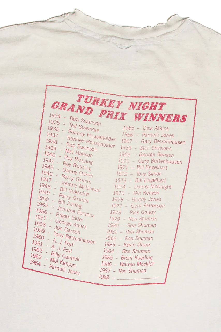 Vintage Thrashed Turkey Night Midget Grand Prix T-Shirt (1988) - Image 9