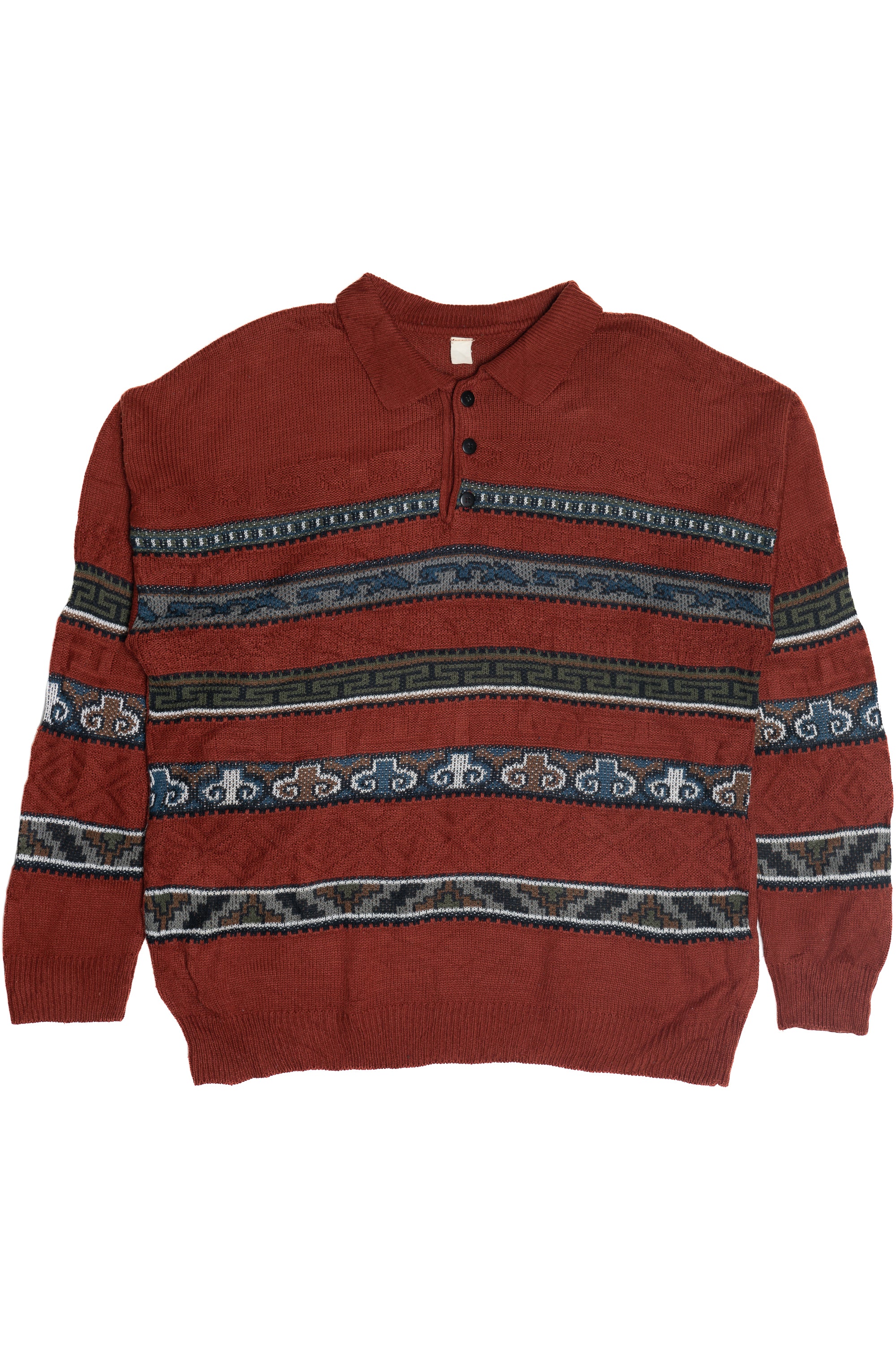 Vintage Three Button Collared 80s Sweater (1980s)