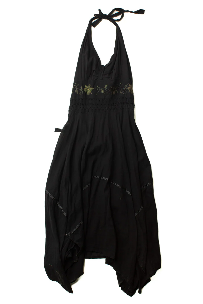 Vintage Tie Halter Dark Fairy Dress - Image 2
