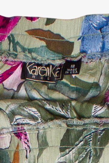 Vintage Tropical Floral Print Crinkle Karen Kane Dresses Maxi Skirt - Image 5