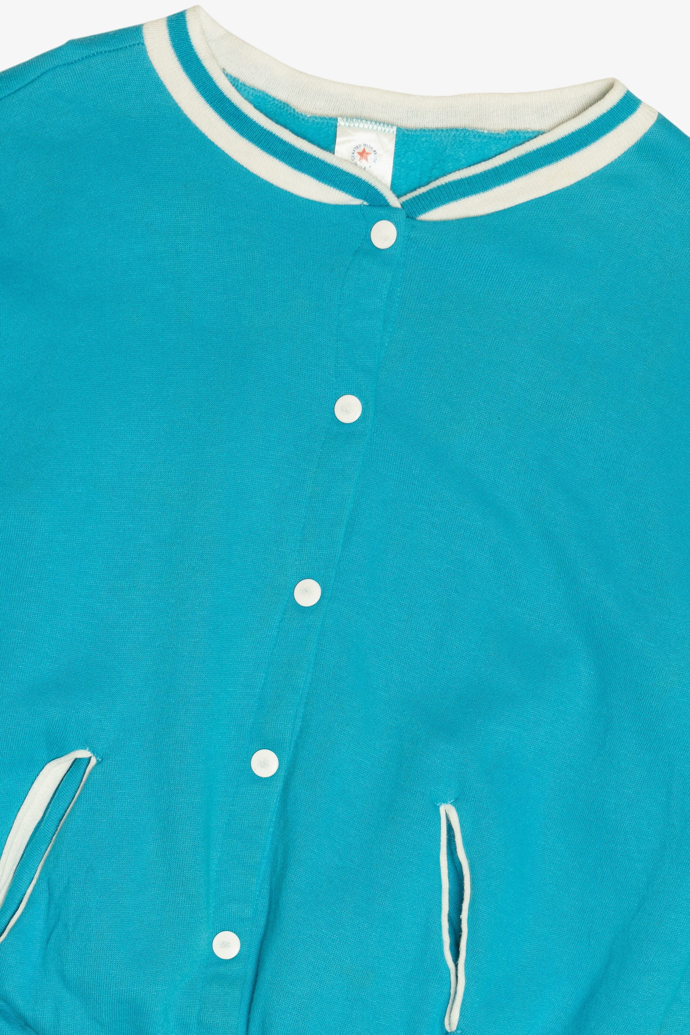 Vintage Tultex Turquoise Snap Button Up Sweatshirt (1980s) - Image 3