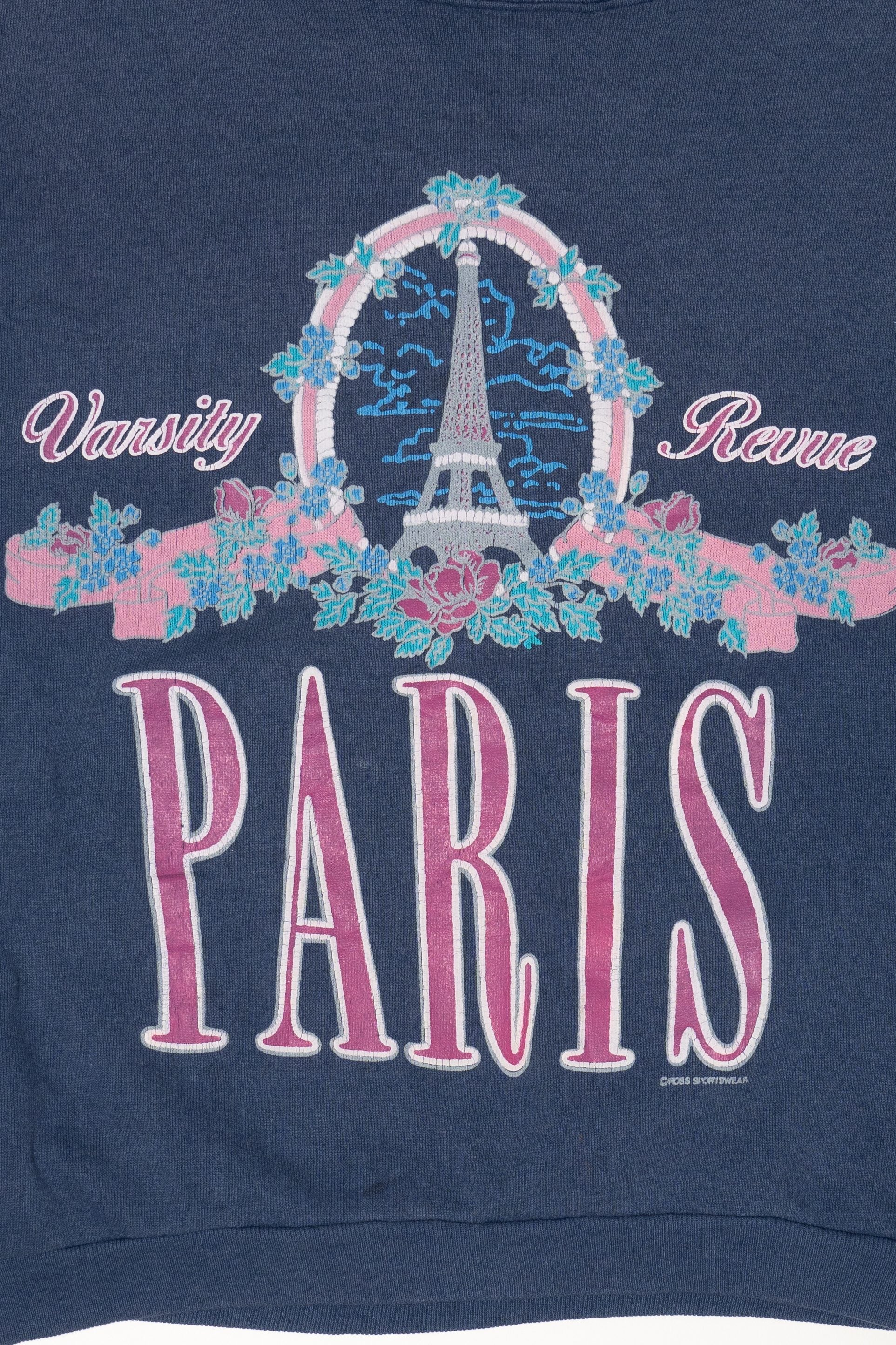 Vintage Paris Varsity Revue Cropped Mock Neck Sweatshirt (1990s) - Image 2