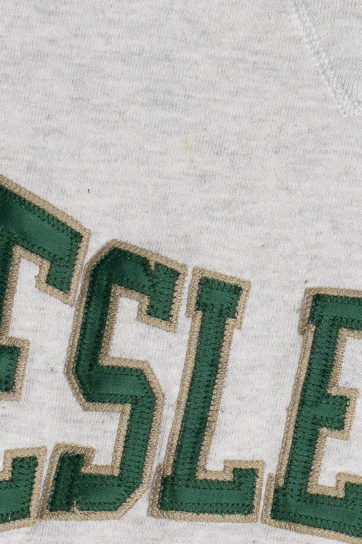 Vintage "Wesleyan" University Flocking Embroidered Sweatshirt (1990s) - Image 3