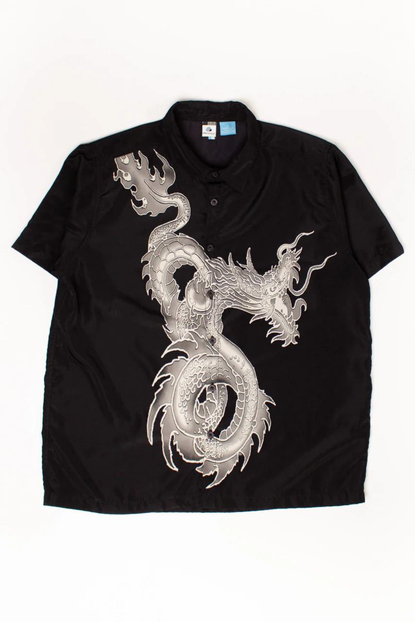 Vintage White Dragon Y2K Shirt (2000s) - Image 2