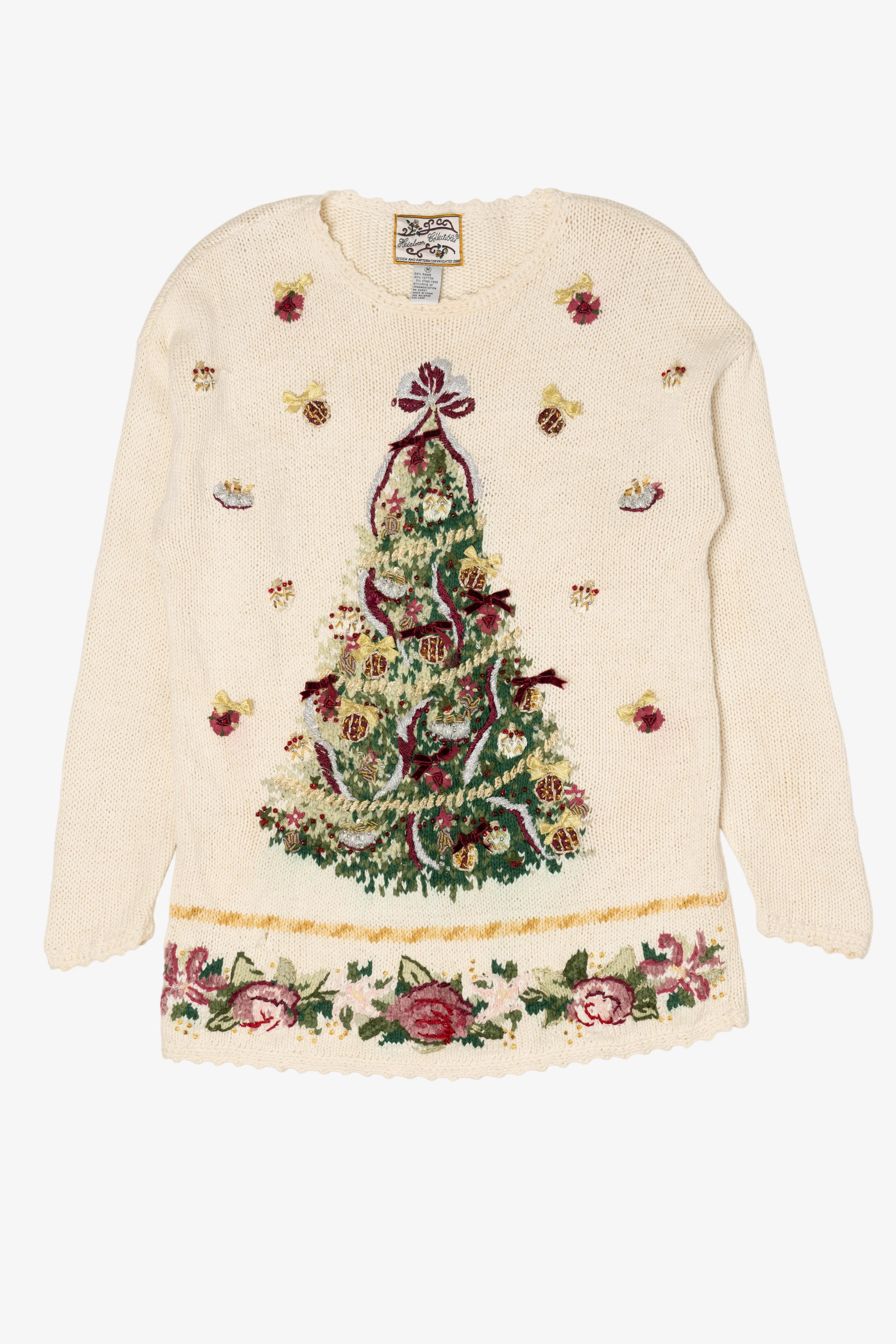 Vintage White Heirloom Collectible Tree Ugly Christmas Pullover (2000s)