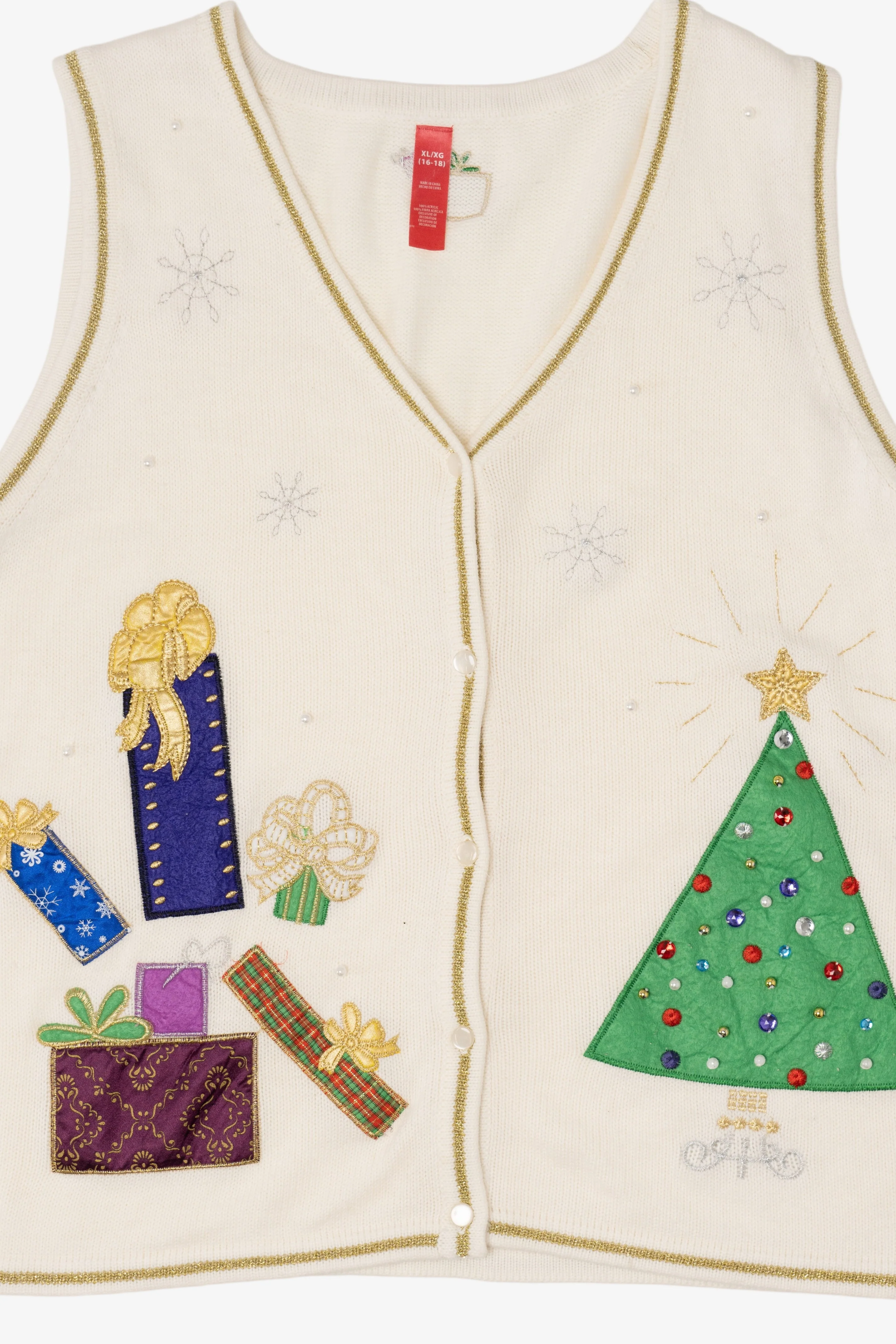 Vintage White Presents Ugly Christmas Vest (2000s) - Image 5