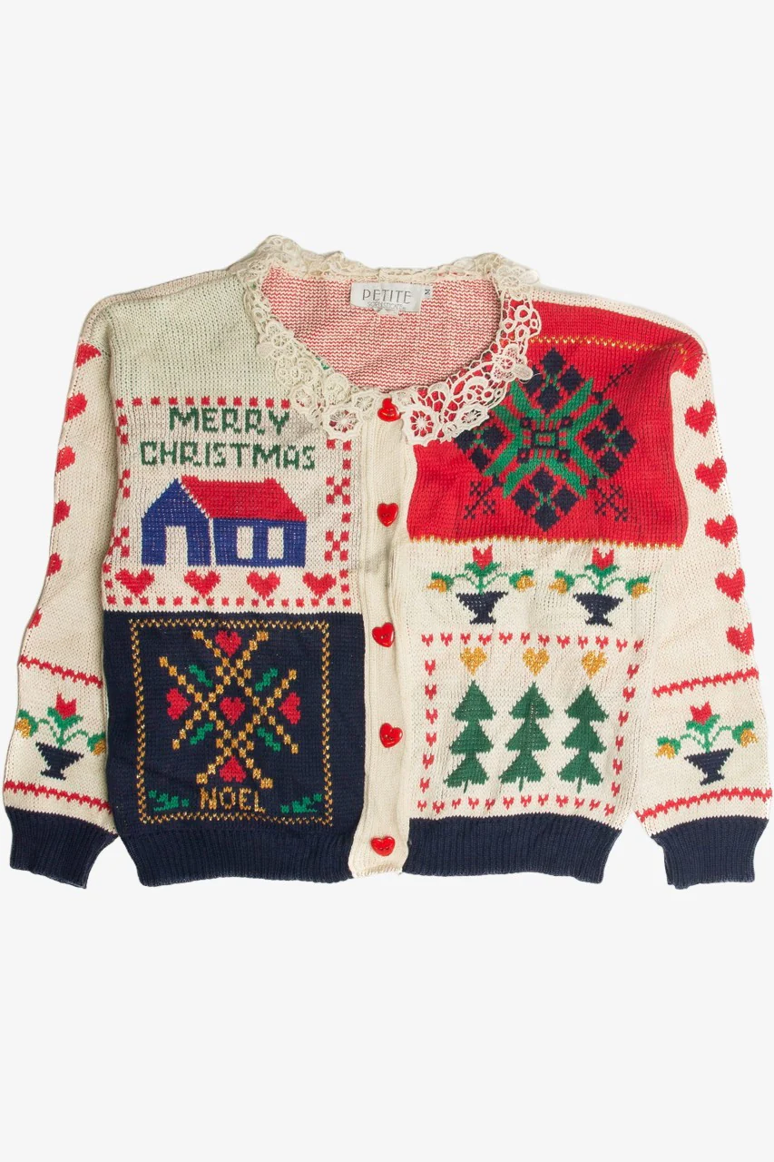 Vintage White Ugly Christmas Cardigan 59569