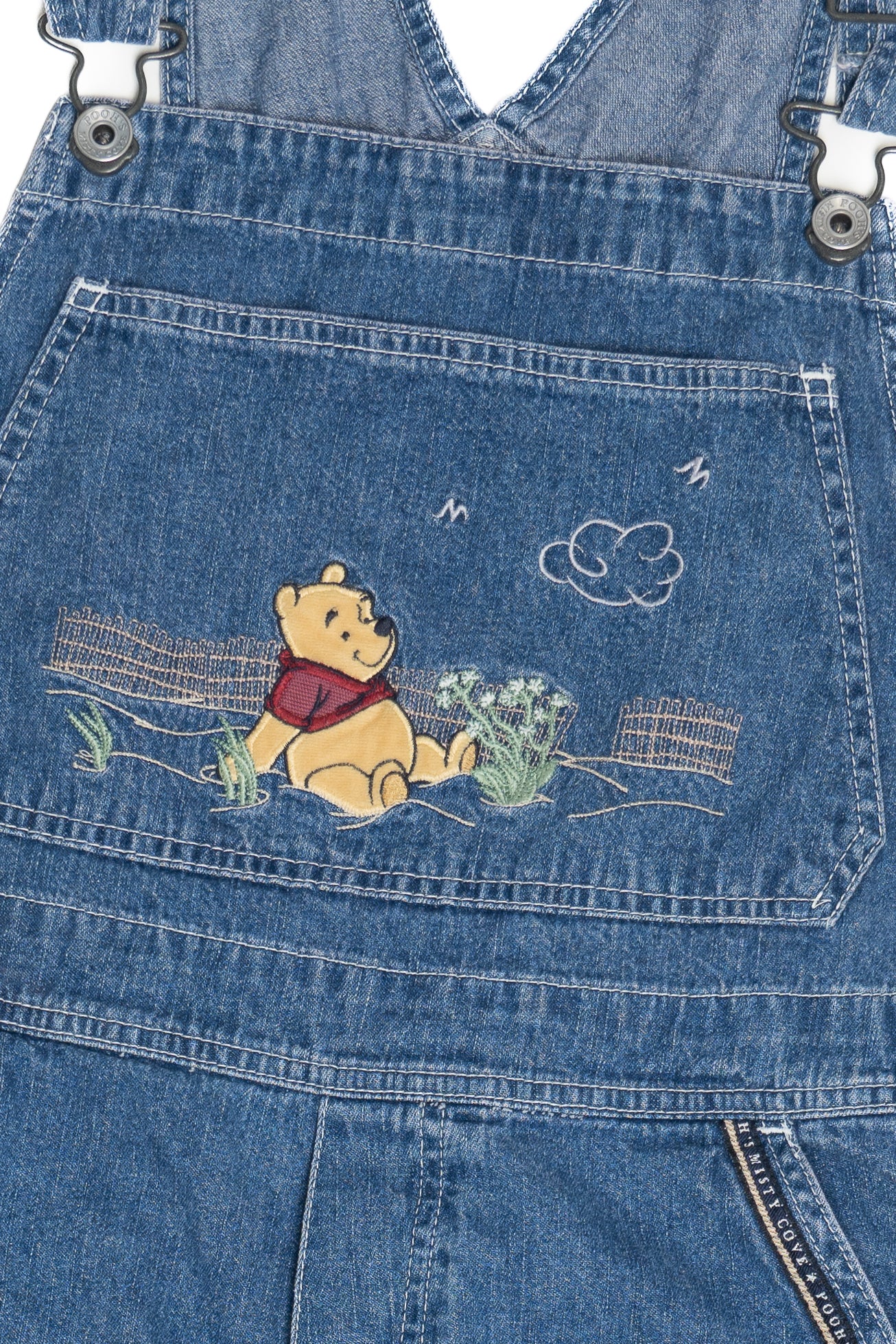 Vintage Winnie The Pooh Misty Cove Embroidered Denim Overalls (1990s) - Image 3