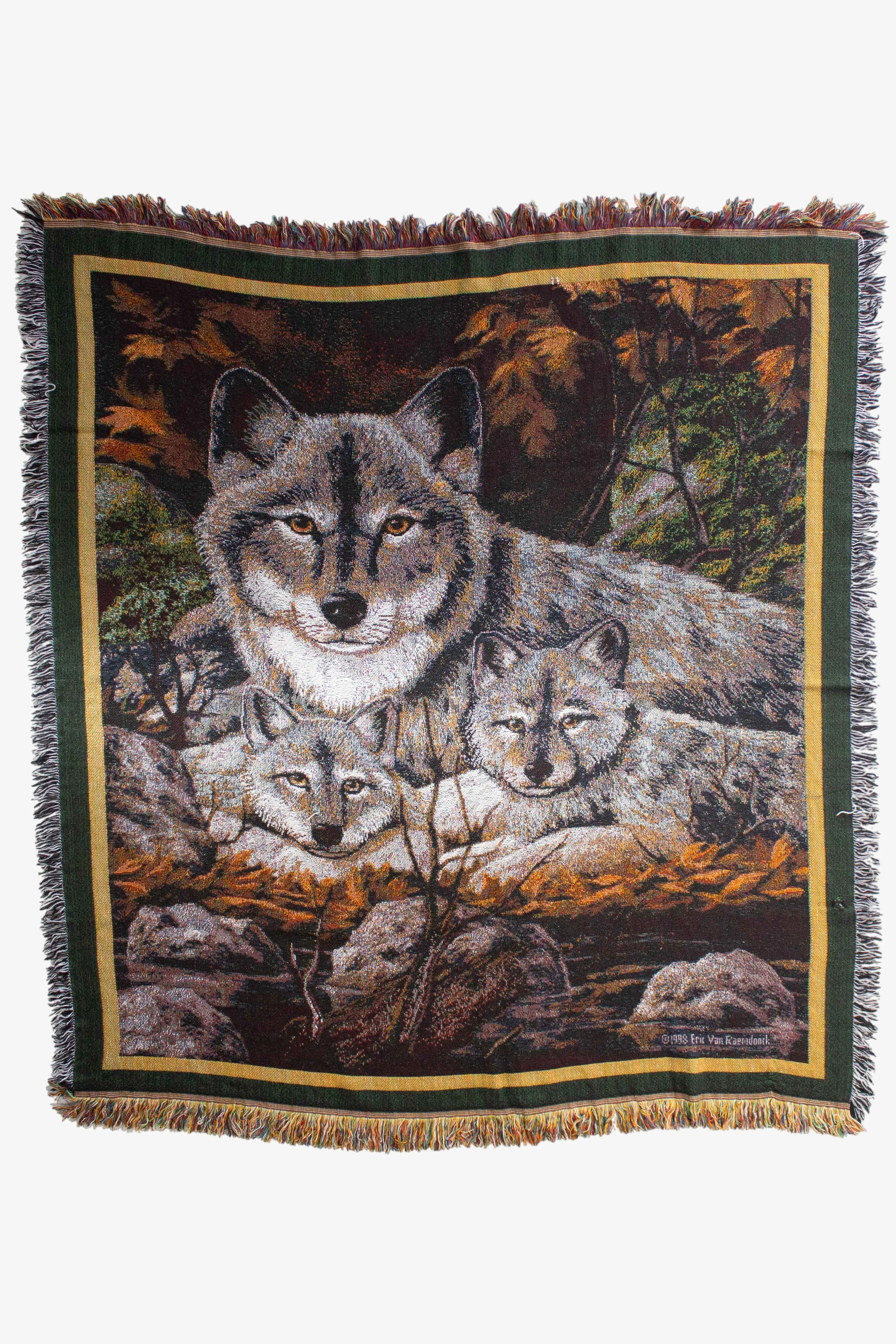 Vintage Wolf Family Blanket (1990s)