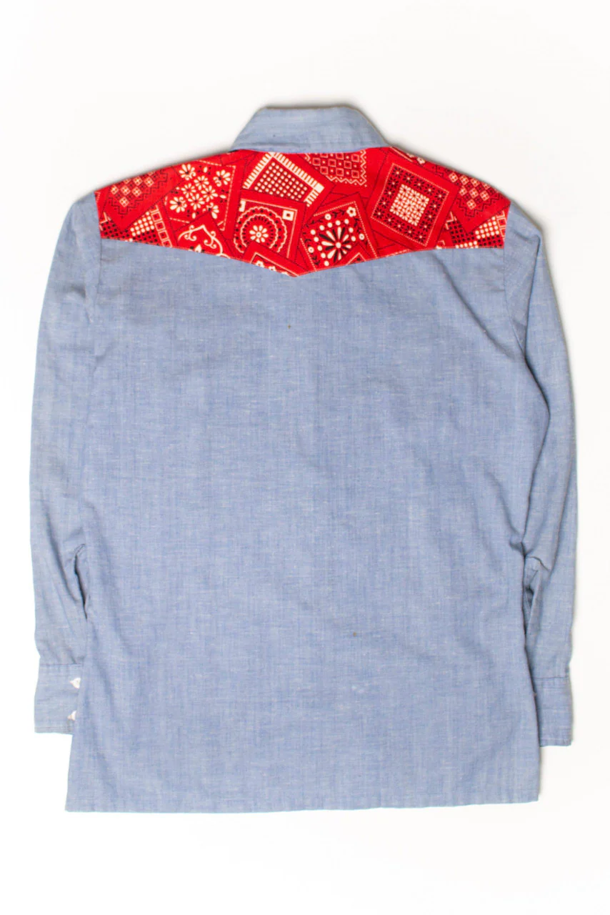 Vintage Wrangler Bandana Chambray Button Up Shirt (1970s) - Image 3