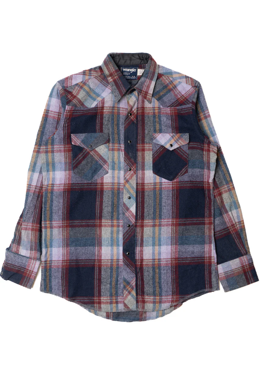 Vintage Wrangler Pearl Snap Button Up Wool Flannel Shirt - Image 4