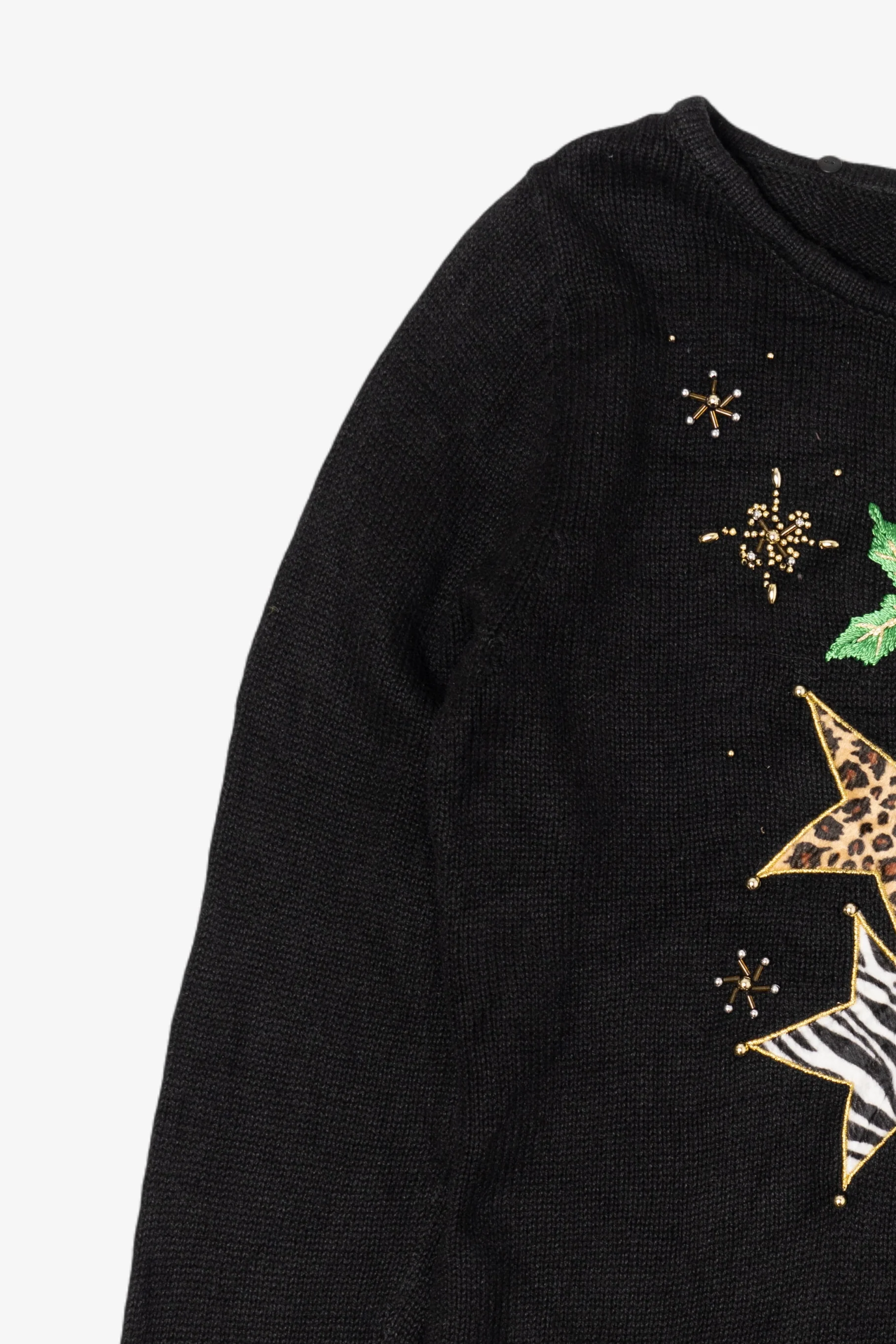 Vintage Y2k Lightweight Kikit Animal Print Stars Ugly Christmas Pullover (2000s) - Image 3