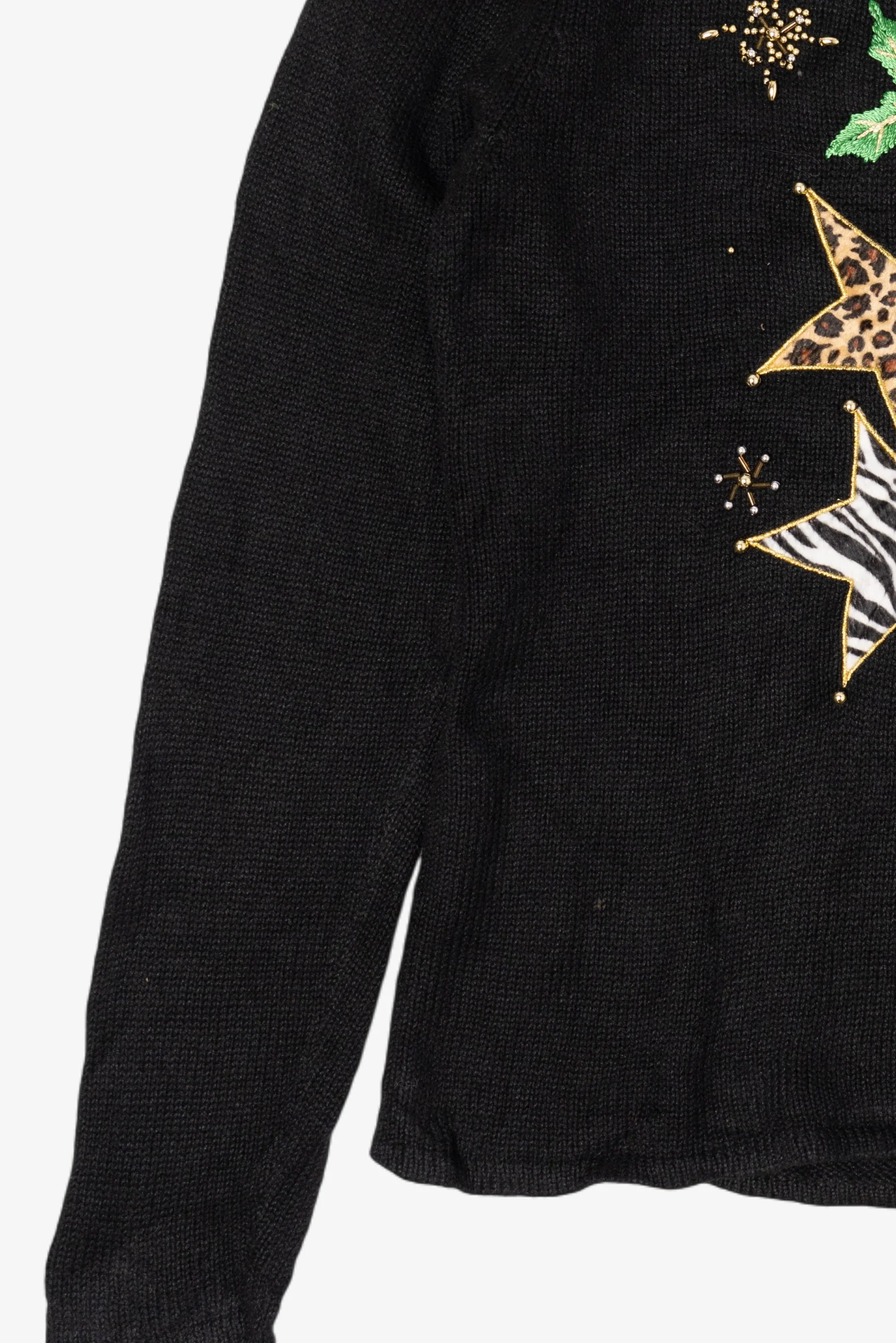 Vintage Y2k Lightweight Kikit Animal Print Stars Ugly Christmas Pullover (2000s) - Image 5