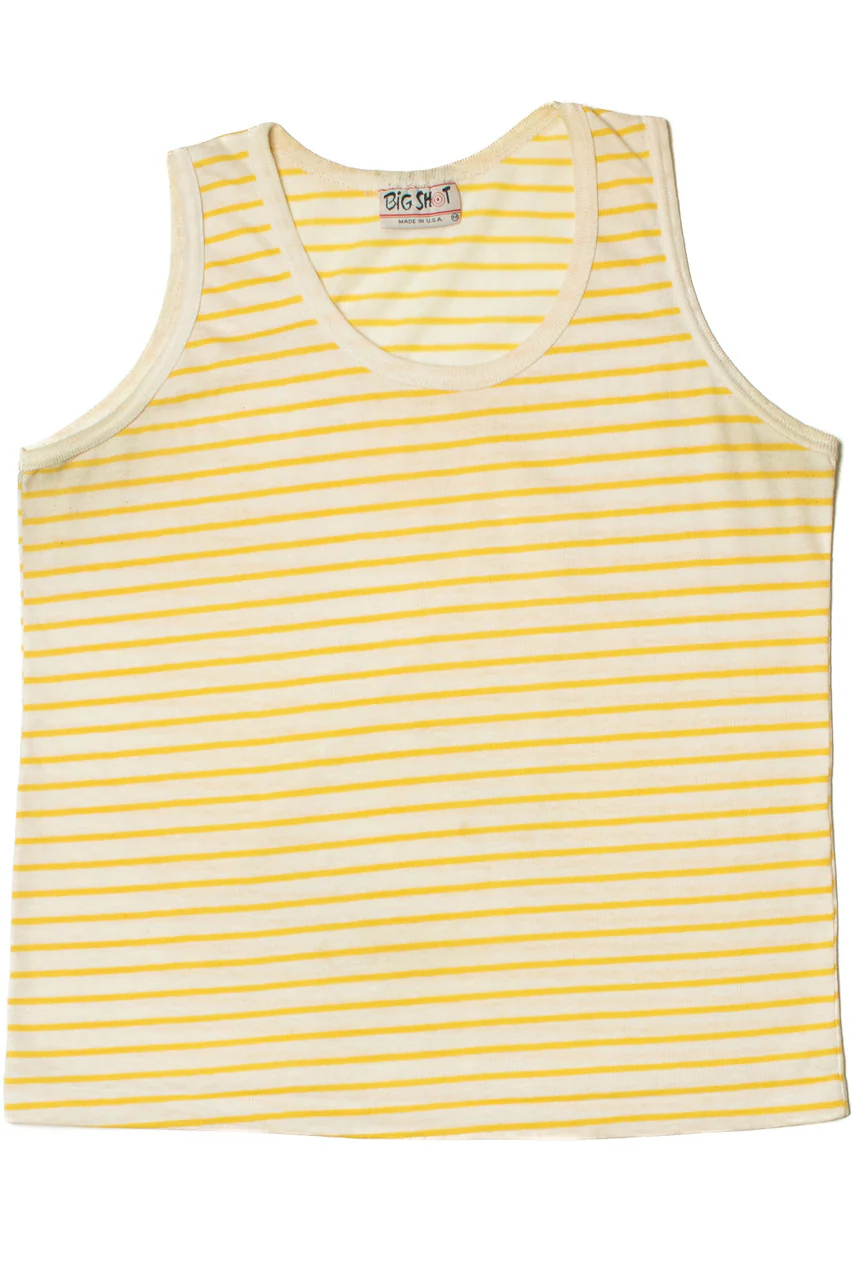 Vintage Yellow & Off-White Striped Tank Top (1980s) - Image 2