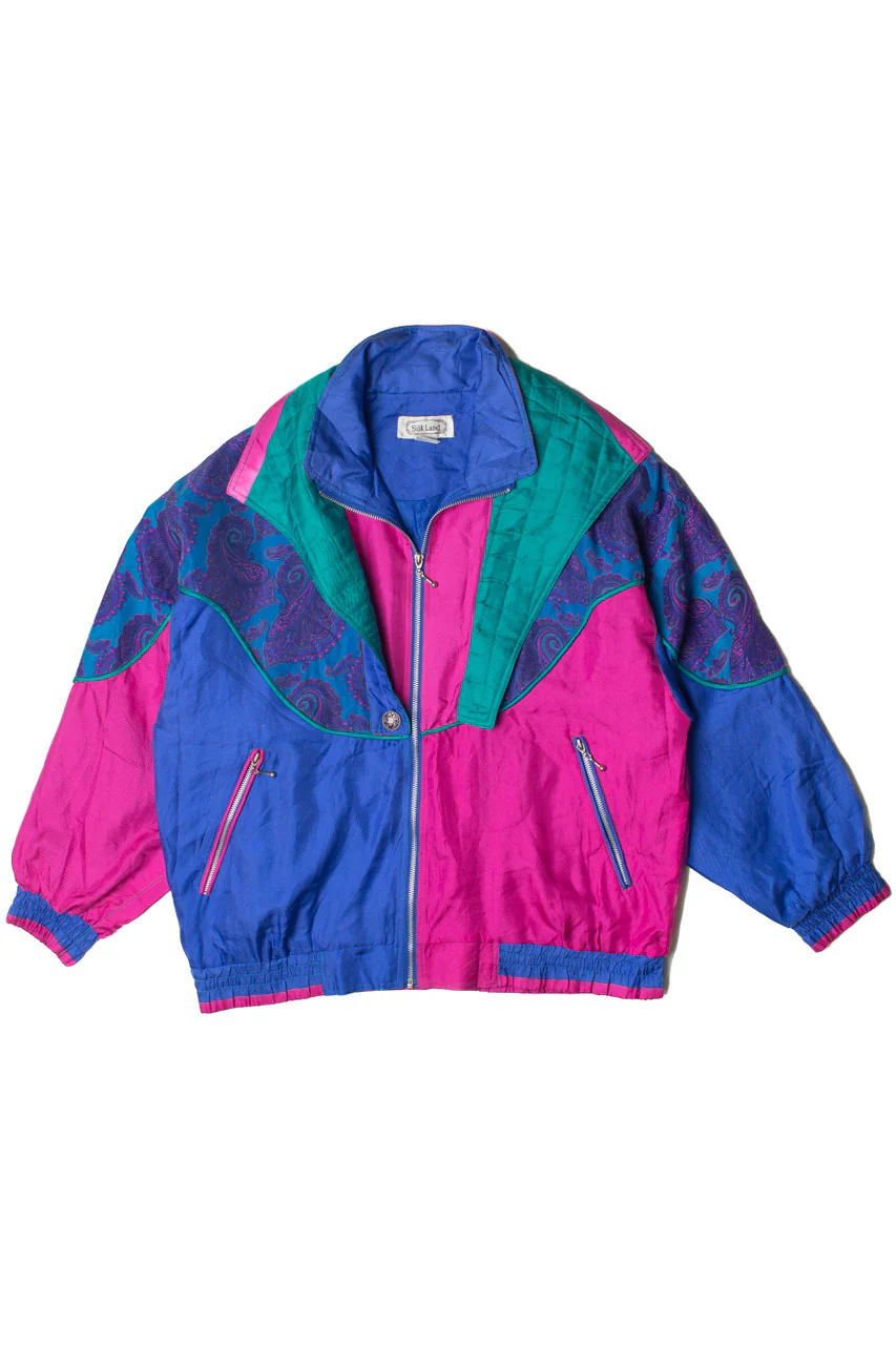 Vivid Paisley Silk Land 90s Jacket - Image 3