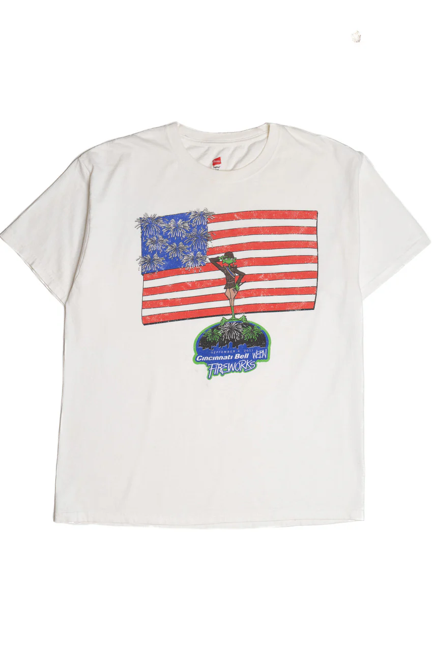WEBN Radio Cincinnati Bell Fireworks American Flag T-Shirt - Image 3
