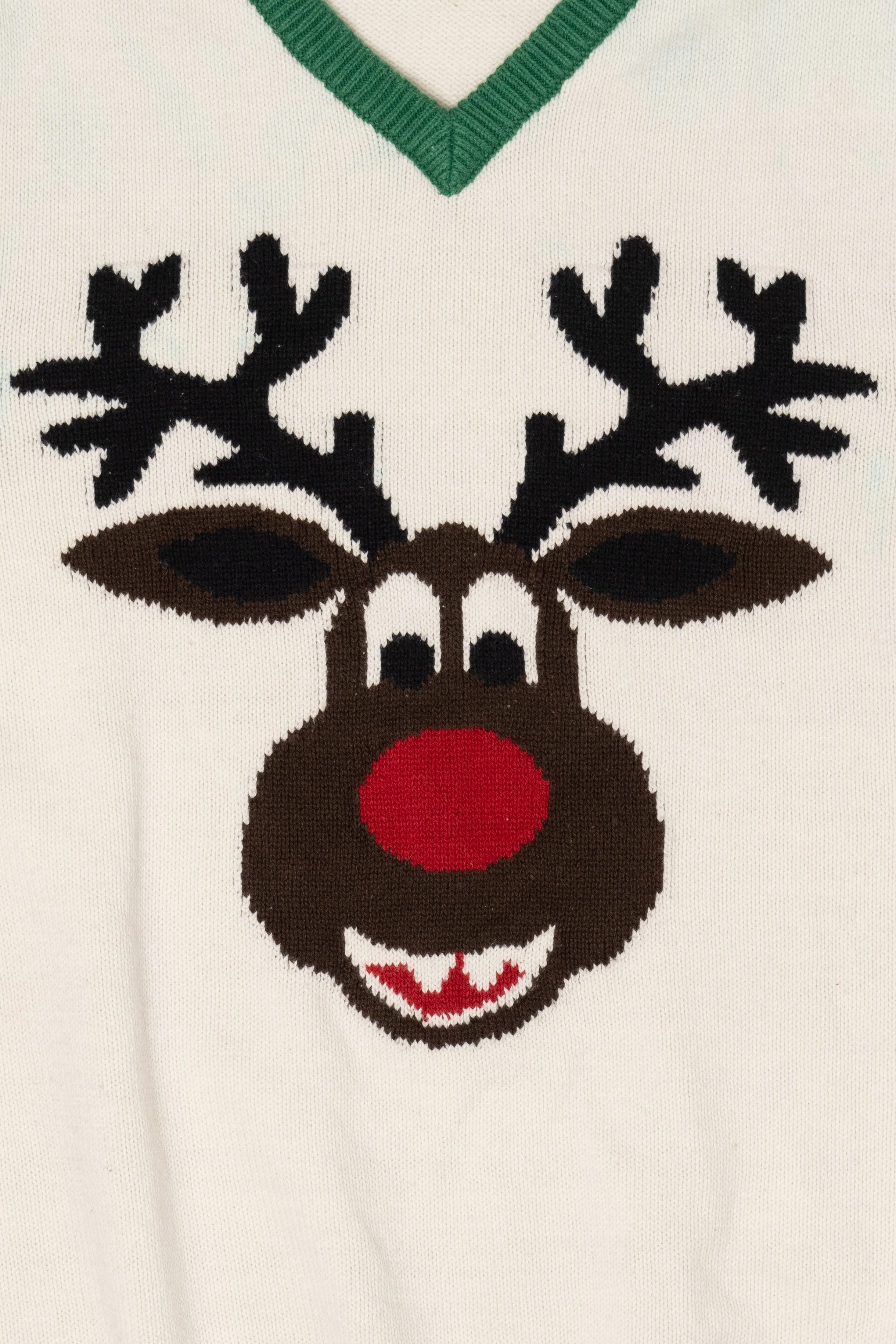 White Ugly Christmas Sweater Rudolph Reindeer Vest (2010s) - Image 3