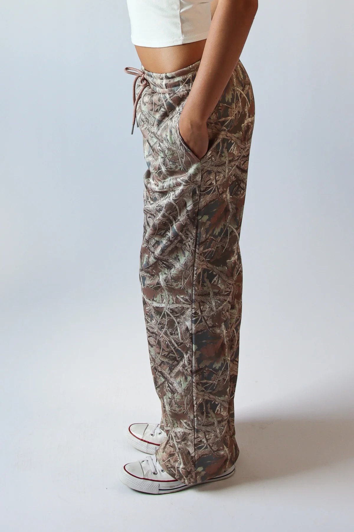Woodland Camo Fleece Wide Leg Sweatpants - Image 5