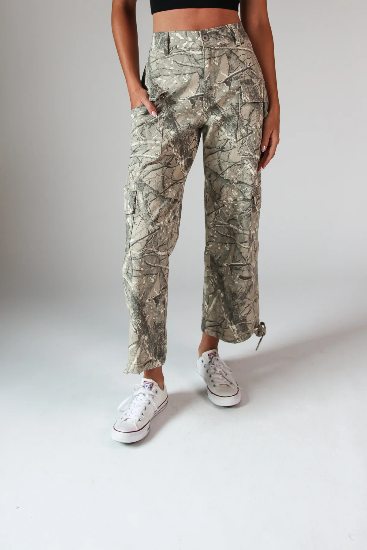 Woodland Camo High Waisted Denim Joggers - Image 3