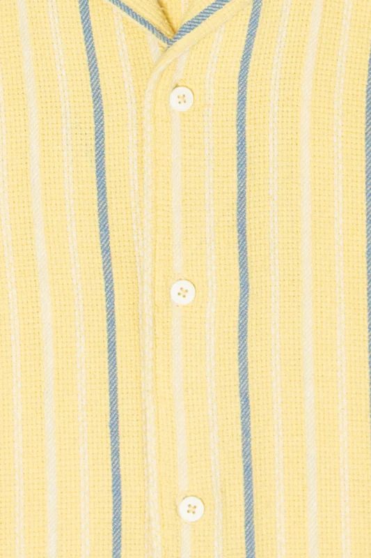 Yellow Striped Woven Button-Up Shirt - Image 7
